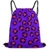 Generic Neon Purple Pink Leopard Print 80S 90S Style Borsa con Cordoncino Sacca con Cordoncino Pieghevole Regolabile per Vacanze Spiaggia All'Aperto Borsa Coulisse 36X42Cm