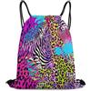 Generic Coulisse Tasche, Stampa Zaino Palestras, Rainbow Animal Zebra Tiger Cheetah Leopard Print Splatter, Leggero Sacco Sportive per Nuoto, Adulto, Vacanze, 36X42cm