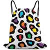 Generic Rainbow Cheetah Leopard Print Borsa Coulisse Sacca con Cordoncino Regolabile Stringa per Nuoto Donna All'Aperto Borsa Palestra 36X42Cm
