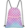 Cunegra Borsa da ginnastica a forma di sirena, per bambini, con chiusura lampo, con stampa su entrambi i lati, impermeabile, con coulisse, regalo per la festa dei bambini