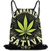 Generic Coulisse Borsa da Palestra, Personalizzato Zaino Palestras, Green Weed Leaves Flag Art Cute, Fashion Sacca Sportiva per Piscina, Adulto, Sport, 36X42cm