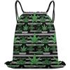 Generic Green Weedleaves Leaves USA American Flag Black Borsa Sportiva Zainetto Sportiva Unisex Pieghevole per Campeggio Shopping Donna Borsa Coulisse 36X42Cm