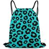 Generic Teal Green Cheetah Leopard Print Borsa Sportiva Sacca con Cordoncino Moda Stringa per Vita Quotidiana Viaggi Campeggio Borsa Coulisse 36X42Cm