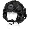 Generic Set Casco Tattico FAST con Cuffie, Luce LED su Rail e Copertura a Rete, Ideale per Airsoft, Paintball, Addestramento Tattico e Wargame