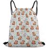 Generic Cute Capybara Flroal Borsa Coulisse Sacca con Cordoncino Unisex Stringa per Viaggi Spiaggia Escursionismo Tasche Coulisse 36X42Cm