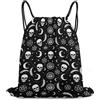 Generic Goth Crow Skull Moon Star Gothic Witch Eyes Borsa Coulisse Sacca con Cordoncino Regolabile Moda per Escursionismo Vacanze All'Aperto Borsa Palestra 36X42Cm