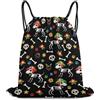 Generic Sugar Skull Dog Skeleton Flower Borsa con Cordoncino Sacca Sportiva Pieghevole Moda per Donna Vacanze Escursionismo Borsa Palestra 36X42Cm