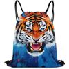 Generic Blue Fierce Wild Animal King Borsa Palestra Sacca Sportiva Pieghevole Stringa per Uomo Escursionismo All'Aperto Borsa Coulisse 36X42Cm