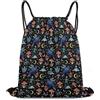 Generic Magic Mushrooms Starry Sky Autumn Gothic Crow Bird Halloween Art Tasche Coulisse Zaino con Cordone Moda Unisex per Donna Uomo Viaggi Borsa con Cordoncino 36X42Cm