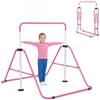 COSTWAY Sbarra Ginnastica Artistica per Casa Pieghevole, Barra Orizzontale Regolabile in Altezza con Base Antiscivolo, Barra Ginnastica per Bambini da 3 a 12 Anni (Rosa)