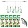 GodtKowty Set di 5 supporti con perline luminose per la pesca, ami in acciaio al carbonio teflonizzato, attrattori bionici, kit multiuso per sgombri, merluzzi, aringhe, bar