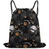 Generic Halloween Dark Pumpkin Skull Borsa Palestra Zaini Sportivi Unisex Pieghevole per Spiaggia Vacanze Shopping Tasche Coulisse 36X42Cm