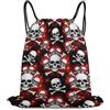 Generic Commuting, Cool Skulls Fire Skeleton Flame Flaming Skull Head Borsa con Cordoncino Sacca con Cordoncino Moda Pieghevole per Yoga Vacanze Uomo Borsa Sportiva 36X42Cm