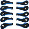 BSLSVGE Copri testa mazza da golf 10 pezzi in resistente neoprene lavabile protegge le mazze durante il trasporto ideale per i golfisti amanti dello sport (Blu)