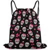 Generic Pink Heart Sugar Skull Borsa Coulisse Zainetto Sportiva Stringa Unisex per Yoga Donna Nuoto Borsa con Cordoncino 36X42Cm