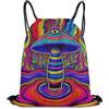 Generic Trippy Mushroom Rainbow Tie Dye Art Borsa Coulisse Zainetto Sportiva Regolabile Pieghevole per Escursionismo Yoga Campeggio Borsa Palestra 36X42Cm