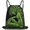 Generic Beauty Green Weed Leaves Woman Borsa Sportiva Borse Unisex Pieghevole per Viaggi Vacanze Campeggio Borsa Coulisse 36X42Cm