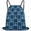 Generic Zaino Coulisse, Fashion Gym Sack, Nautical Anchor Chevrons Net Navy, Personalizzato Sacco Sportive per Festival, Nuoto, Piscina, 36X42cm