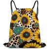 Generic Retro Sunflowers Animal Leopard Print Art Borsa Palestra Gym Sack Regolabile Moda per Donna Vita Quotidiana Viaggi Borsa Sportiva 36X42Cm