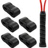 QWORK® 5 Pezzi Overgrip per Racchetta da Tennis - Nastro Impugnatura Antiscivolo e Assorbente per Padel, Badminton, Squash e Pesca - Lunghezza 110cm, Spessore 0.7mm, Nero