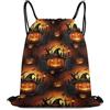 Generic Scary Halloween Pumpkin Skull Borsa Palestra Gym Sack Stringa Pieghevole per Donna Uomo Nuoto Borsa Coulisse 36X42Cm