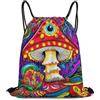 Generic Trippy Eye Magical Mushroom Sun Moon Flower Art Borsa con Cordoncino Sacca con Cordoncino Moda Regolabile per Viaggi Vita Quotidiana Donna Borsa Coulisse 36X42Cm