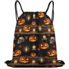 Generic Fall Maple Leaves Halloween Pumpkins Skull Borsa Coulisse Sacca da Palestra Unisex Stringa per Viaggi Uomo Nuoto Borsa con Cordoncino 36X42Cm