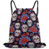 Generic Red Flower Mexican Sugar Skull Black Borsa con Cordoncino Sacca da Palestra Regolabile Unisex per Nuoto All'Aperto Spiaggia Borsa Sportiva 36X42Cm