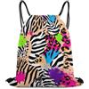 Generic Rainbow Animal Zebras Tiger Cheetah Leopard Print Splatter Borsa Coulisse Sacca Sportiva Stringa Moda per Viaggi All'Aperto Shopping Borsa Palestra 36X42Cm
