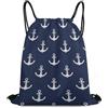 Generic Nautical Anchor Navy Borsa Coulisse Zaini Sportivi Pieghevole Unisex per All'Aperto Donna Nuoto Borsa Palestra 36X42Cm
