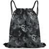 Generic Cool Smoke Skull Borsa Coulisse Zainetto Sportiva Stringa Pieghevole per Viaggi Yoga All'Aperto Borsa Palestra 36X42Cm