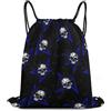 Generic Cool Blue Skull Black Borsa Sportiva Sacca con Cordoncino Regolabile Unisex per Vita Quotidiana Viaggi Donna Tasche Coulisse 36X42Cm