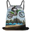 Generic Borsa Coulisse, Leggero Zaino da Viaggio, Motocross Dirt Bike Sport Motorcycle, Stampa Borsa Palestra Scuola per Uomo, Nuoto, Festival, 36X42cm