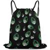 Generic Halloween Green Fire Horror Skull Borsa con Cordoncino Borse Stringa Pieghevole per Shopping Yoga Donna Borsa Coulisse 36X42Cm