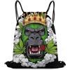 Generic Borsa Coulisse, con Coulisse Zainetti, Roses Gorilla Weed King Crown Art, Unisex Sacchetto Sportivo per Donna, Spiaggia, Adulto, 36X42cm