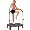 HOMCOM Trampolino Elastico Pieghevole Ø102 cm con Manubrio Regolabile 99-123cm, Trampolino da Fitness con Monitor LCD per Adulti, Tappeto Elastico per Esercizi Indoor, Nero