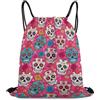 Generic Rose Flower Pink Sugar Skull Borsa con Cordoncino Sacca Sportiva Stringa Moda per Uomo All'Aperto Yoga Borsa Palestra 36X42Cm