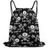 Generic Cool Skull Head Race Black White Flag Borsa Palestra Zaino con Cordone Stringa Regolabile per Vacanze Spiaggia Campeggio Tasche Coulisse 36X42Cm