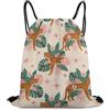 Generic Borsa Sportiva da Palestra, Stampa Zaino Sportivo, Cheetah Leopard Print Flower, Fashion Sacco Sportive per Yoga, Uomo, Festival, 36X42cm
