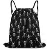 Generic Cute Skull Skeleton Dancing Black Borsa Coulisse Zainetto Sportiva Stringa Pieghevole per Viaggi Donna Escursionismo Borsa Palestra 36X42Cm