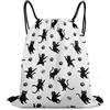 Generic Cat Black Paw Print Borsa con Cordoncino Gym Sack Pieghevole Moda per Vacanze Viaggi Shopping Borsa Coulisse 36X42Cm