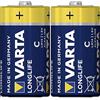 VARTA Longlife Batterie C Baby LR14 (pacco da 2) Batteria alcaline - Made in Germany - Ideali per telecomandi, radio, sveglie e orologi