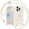 Yoedge Fiori Magnetica Cover con Cordino per iPhone 16 Pro Max Margherita Motivo, Aesthetic Crisantemi Disegni, Compatibile con MagSafe, Silicone Case con Tracolla Catena per iPhone16 Pro Max 6,9