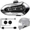 VCOROS Interfono Moto VR2 Plus,Interfono Casco Sistema di Comunicazione per 2 Persone Entro 500m,Impermeabile IP56,Auricolare Casco Moto Supporto Chiamata Vocale Controllo Musica (1Pack Hard Mic)