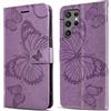 DENDICO Cover per Galaxy S22 Ultra, Portafoglio Custodia in PU Pelle per Samsung Galaxy S22 Ultra, Antiurto Cover a Libro con Slot per Carte, Viola