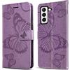 DENDICO Cover per Galaxy S21 Fe, Portafoglio Custodia in PU Pelle per Samsung Galaxy S21 Fe, Antiurto Cover a Libro con Slot per Carte, Viola
