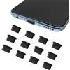 Desenda 12 tappi antipolvere per porte USB di tipo C, compatibili con iPhone 15, Samsung Galaxy S21/S20/S22 Plus Ultra Huawei Mate 30, per tutti gli smartphone e tablet di tipo C, colore nero