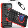 Zenopowrx Power Bank Solare 56800mah con Funzione di Ricarica Wireless, STANDARD Viene fornito con 5 Uscite 3 Ingresso, Torcia Elettrica, Moschettone, Qc 30 E USB C Pd 20w per Telefoni Portatili