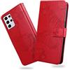 DENDICO Cover per Galaxy S21 Ultra, Portafoglio Custodia in PU Pelle per Samsung Galaxy S21 Ultra, Antiurto Cover a Libro con Slot per Carte, Rosso