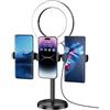 WEB world electronic business Supporto Treppiede Stand da Tavolo Scrivania con Anello LED Luminoso Universale per Smartphone per Video Streaming Selfie - Rotazione 360 Gradi